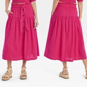 NWT Universal Thread Tie Waist Tiered Midi Skirt Sz S